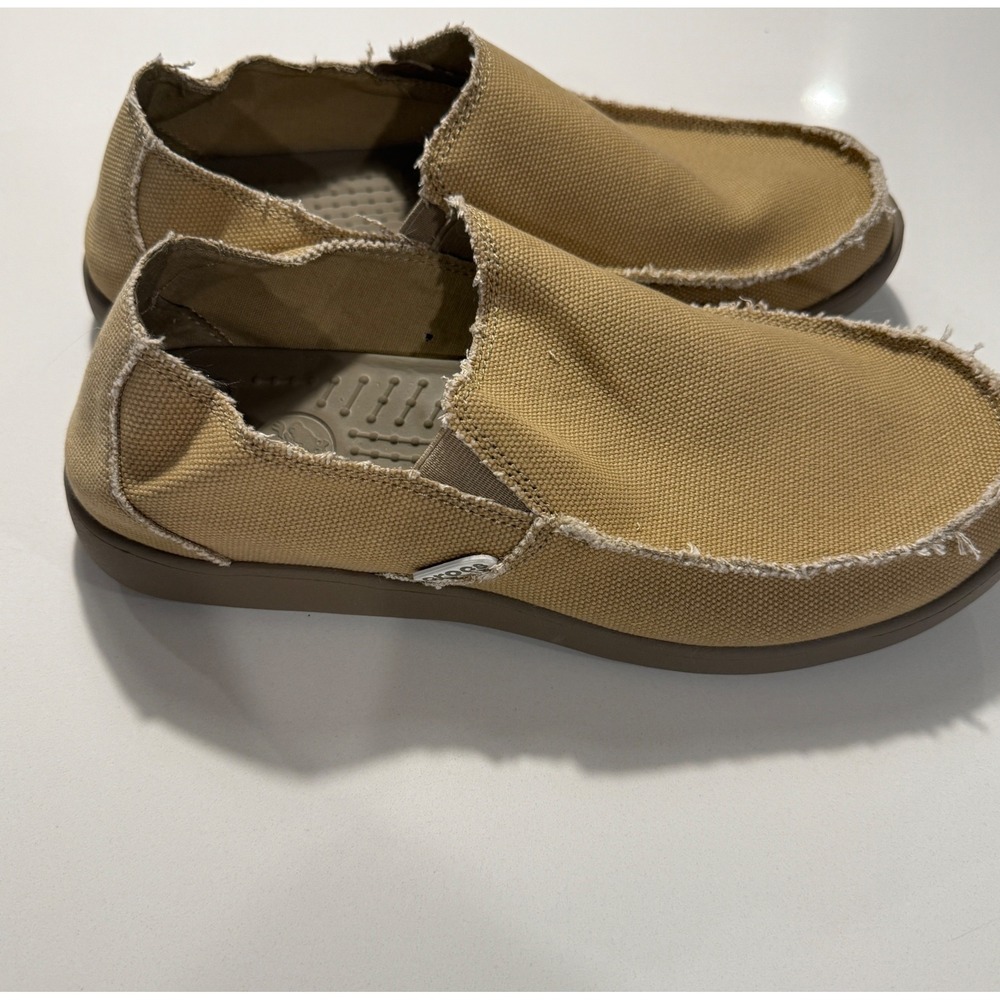 Crocs Santa Cruz Canvas Slip-On Loafers Khaki Tan Men's 11 M